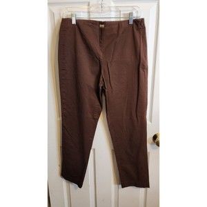 J Jill Pant Sz‎ 8 Brown Stretch Fabric Slim Straight Leg Mid Rise Taper